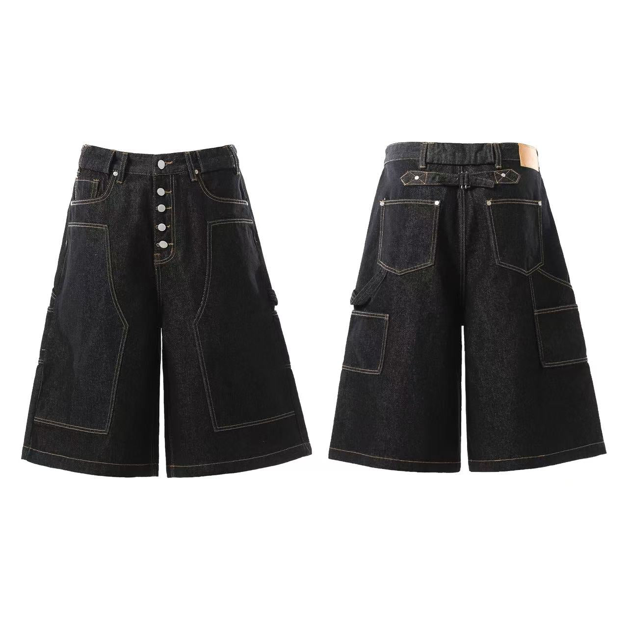 Distressed Denim Knee-Length Shorts