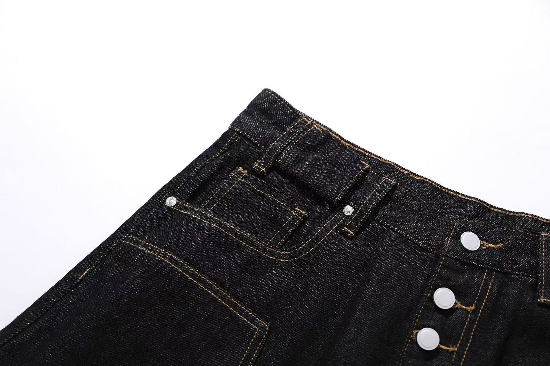 Distressed Denim Knee-Length Shorts