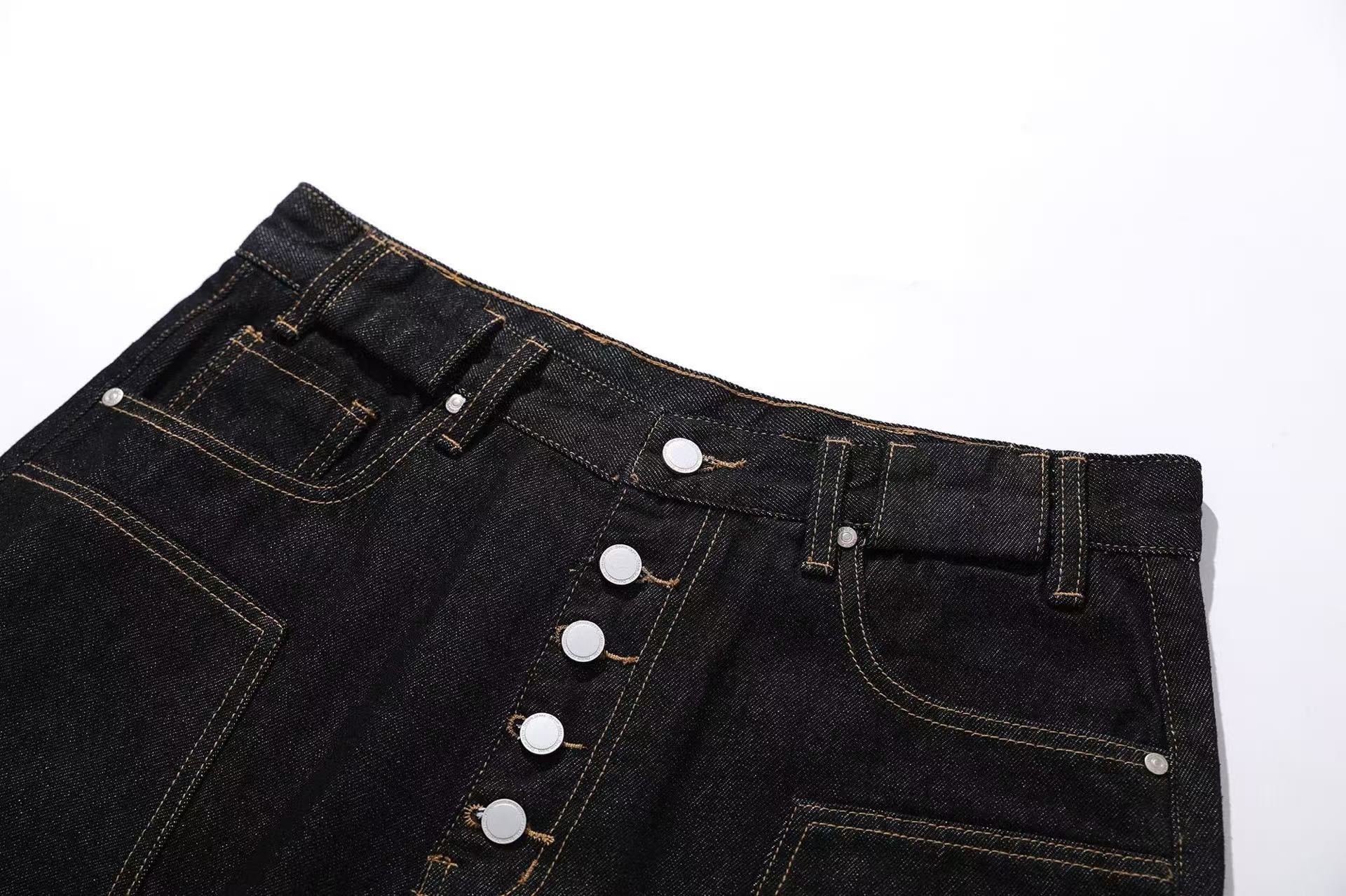 Distressed Denim Knee-Length Shorts