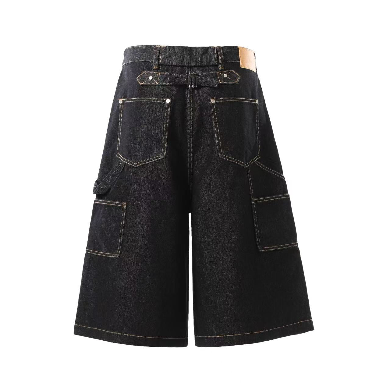Distressed Denim Knee-Length Shorts