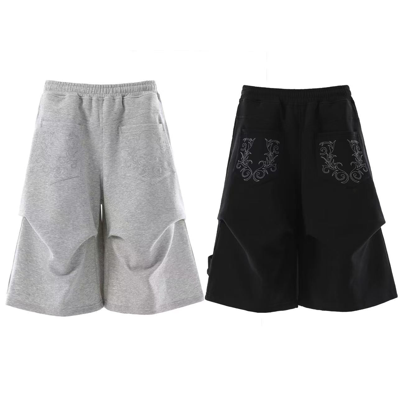 Embroidered Knee-Length Jogger Shorts