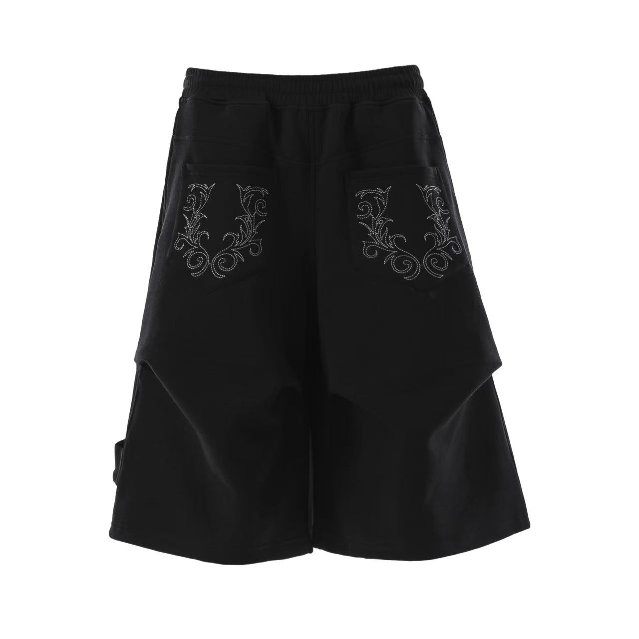 Embroidered Knee-Length Jogger Shorts