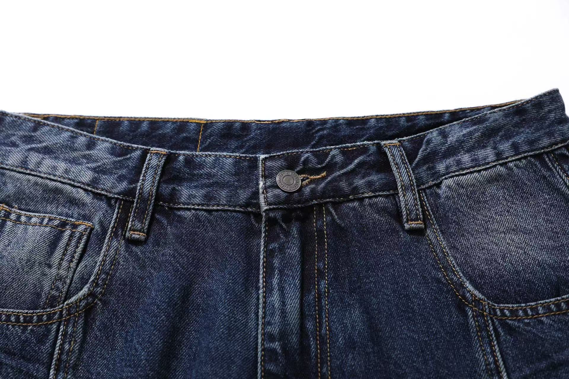 Washed Denim Knee-Length Shorts