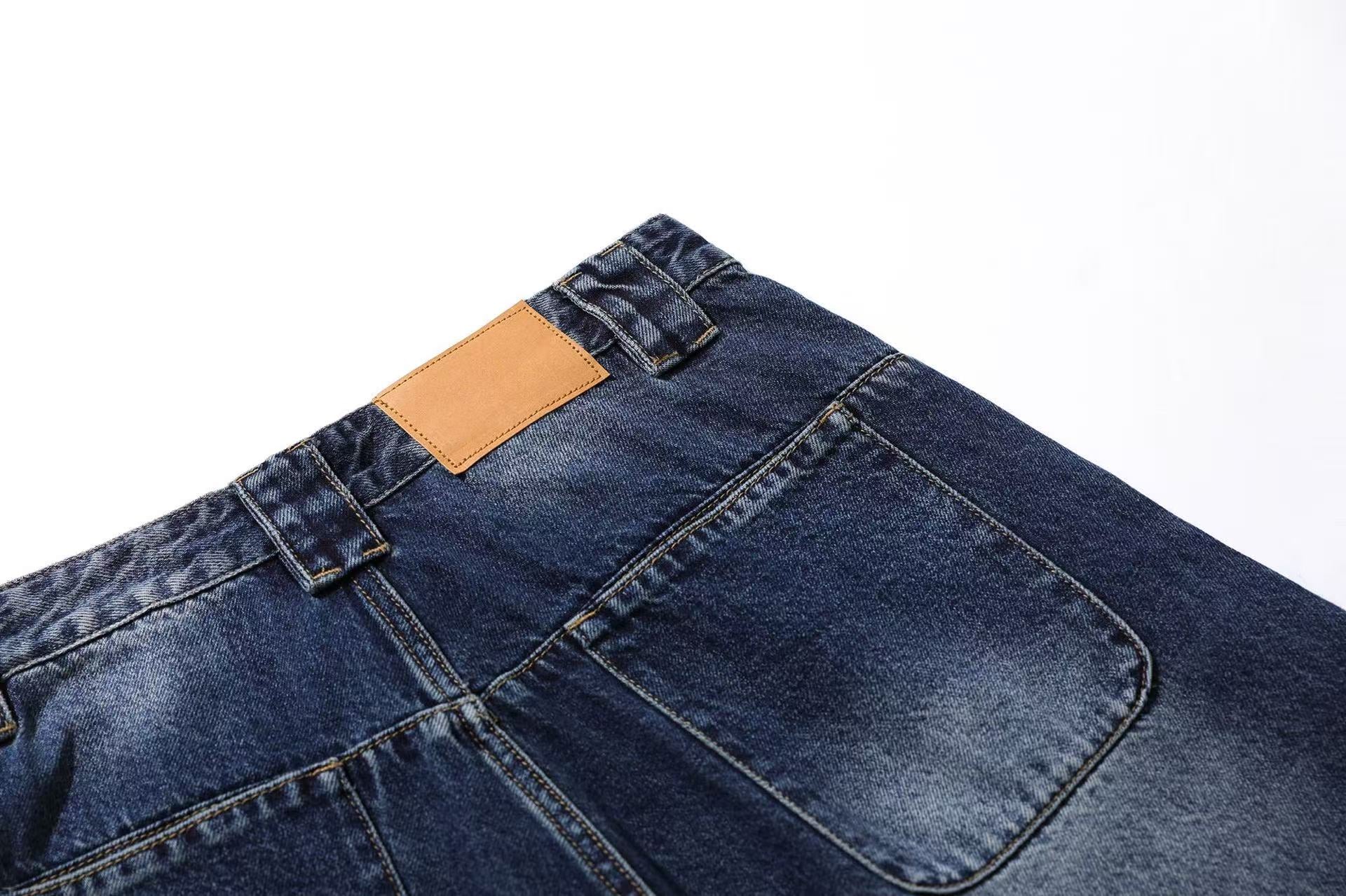 Washed Denim Knee-Length Shorts