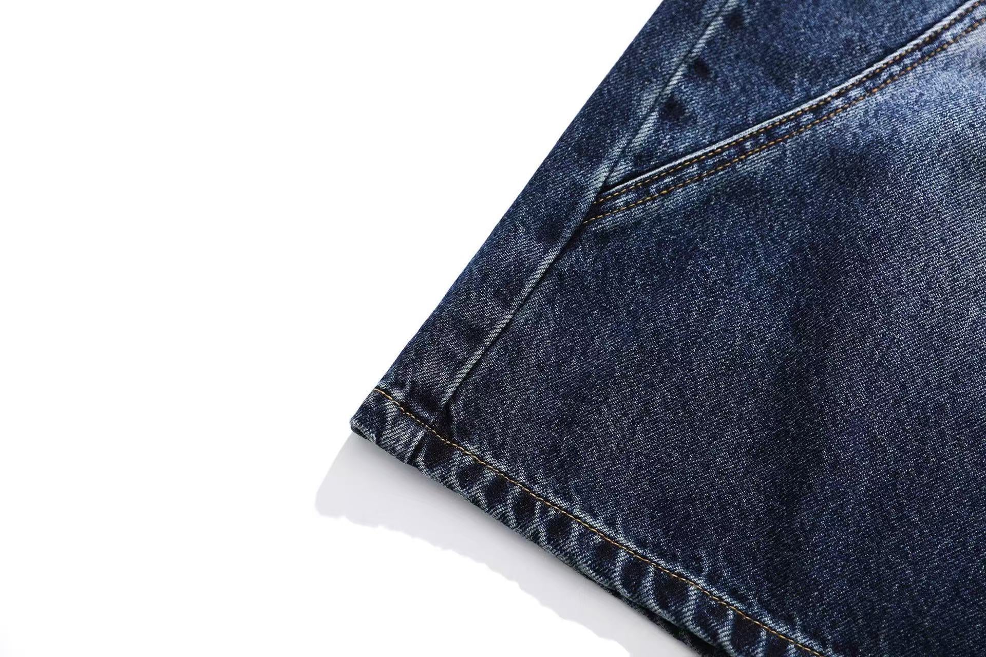 Washed Denim Knee-Length Shorts