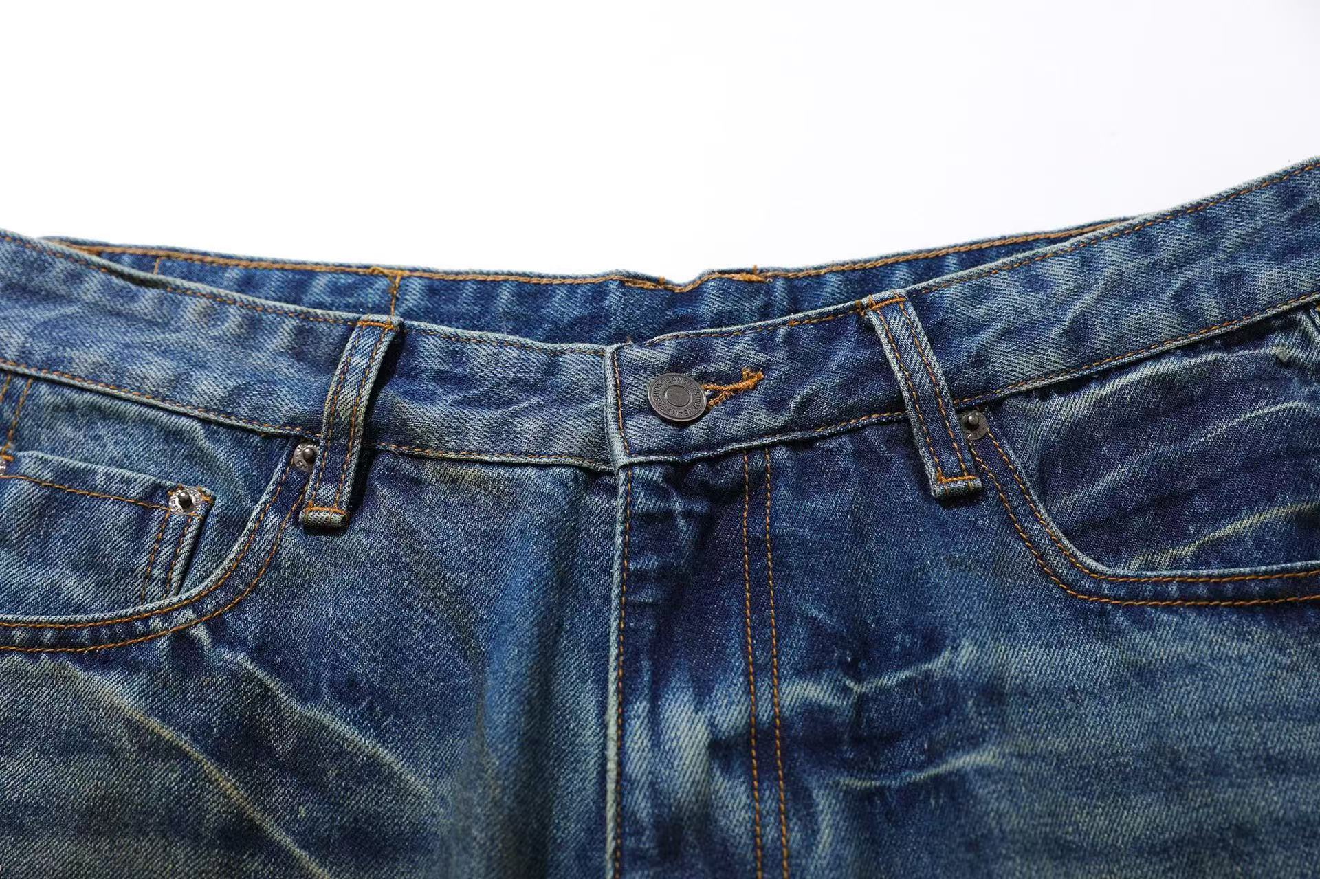 Washed Denim Knee-Length Shorts