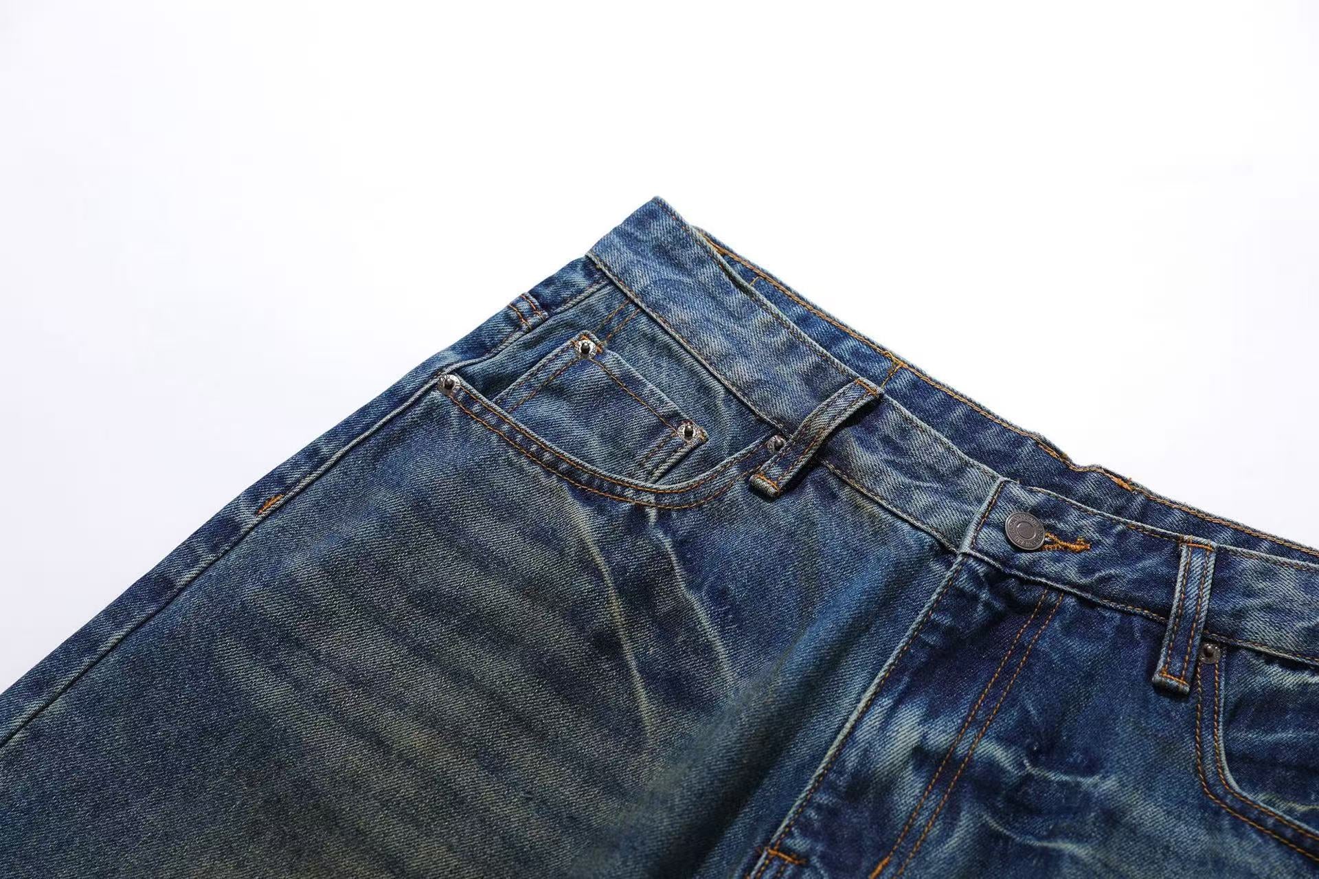 Washed Denim Knee-Length Shorts