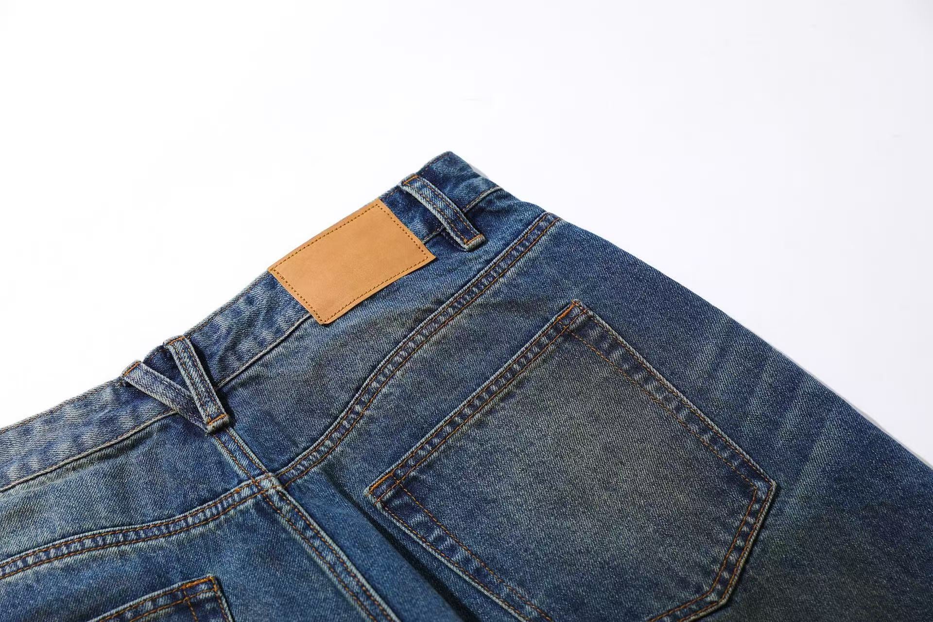 Washed Denim Knee-Length Shorts
