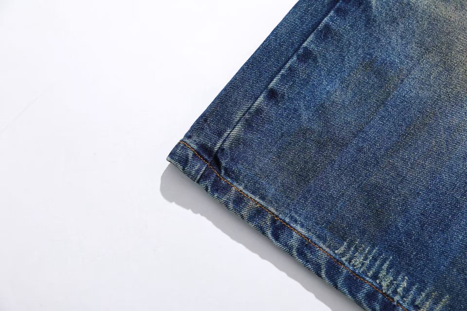 Washed Denim Knee-Length Shorts