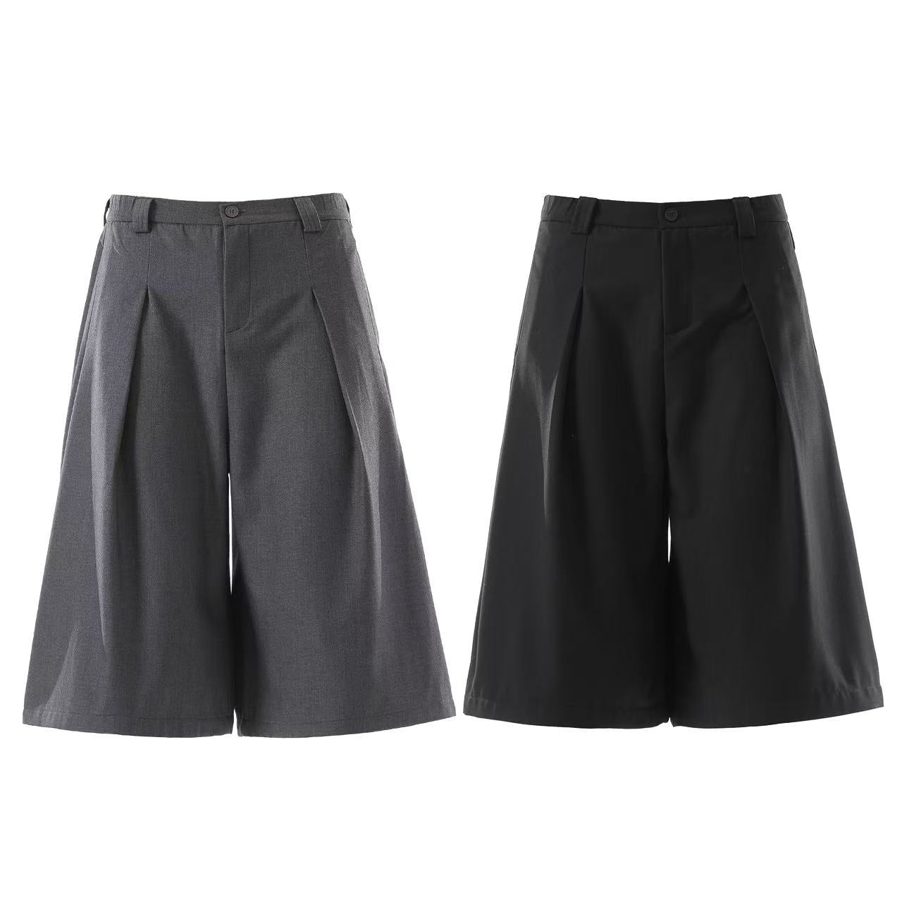 Wide-Leg Knee-Length Slacks Shorts