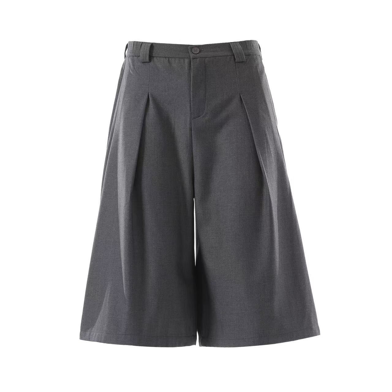 Wide-Leg Knee-Length Slacks Shorts