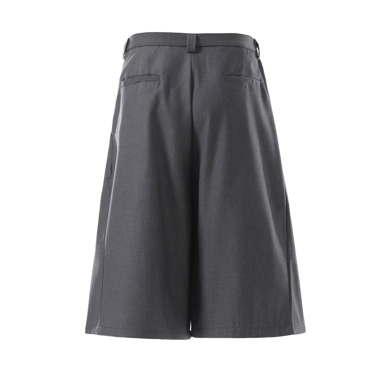 Wide-Leg Knee-Length Slacks Shorts