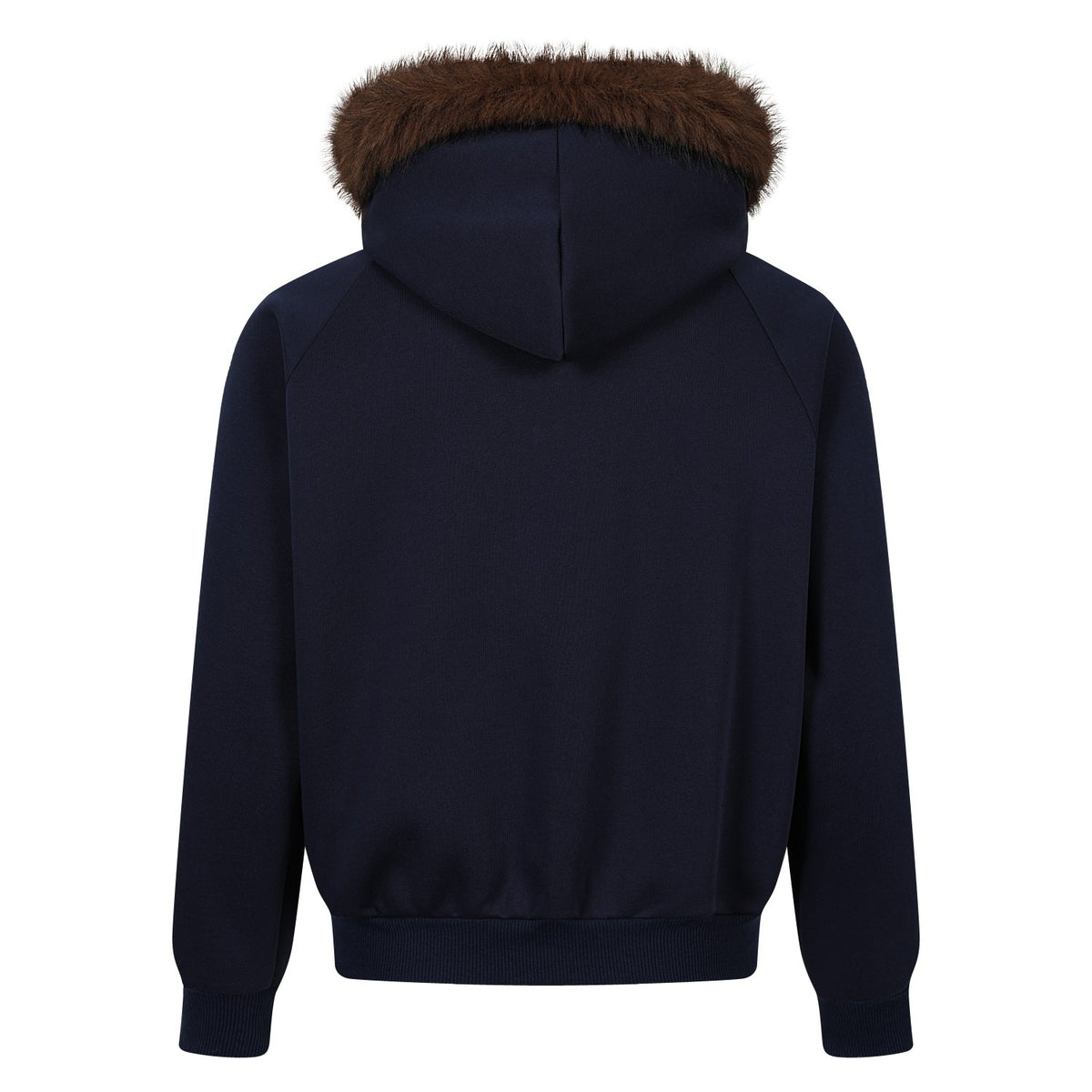Vintage Union Jack Faux Fur Trim Zip Up Hoodie