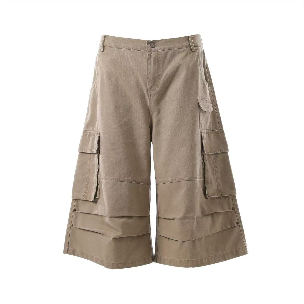 Wide-Leg Knee-Length Cargo Shorts