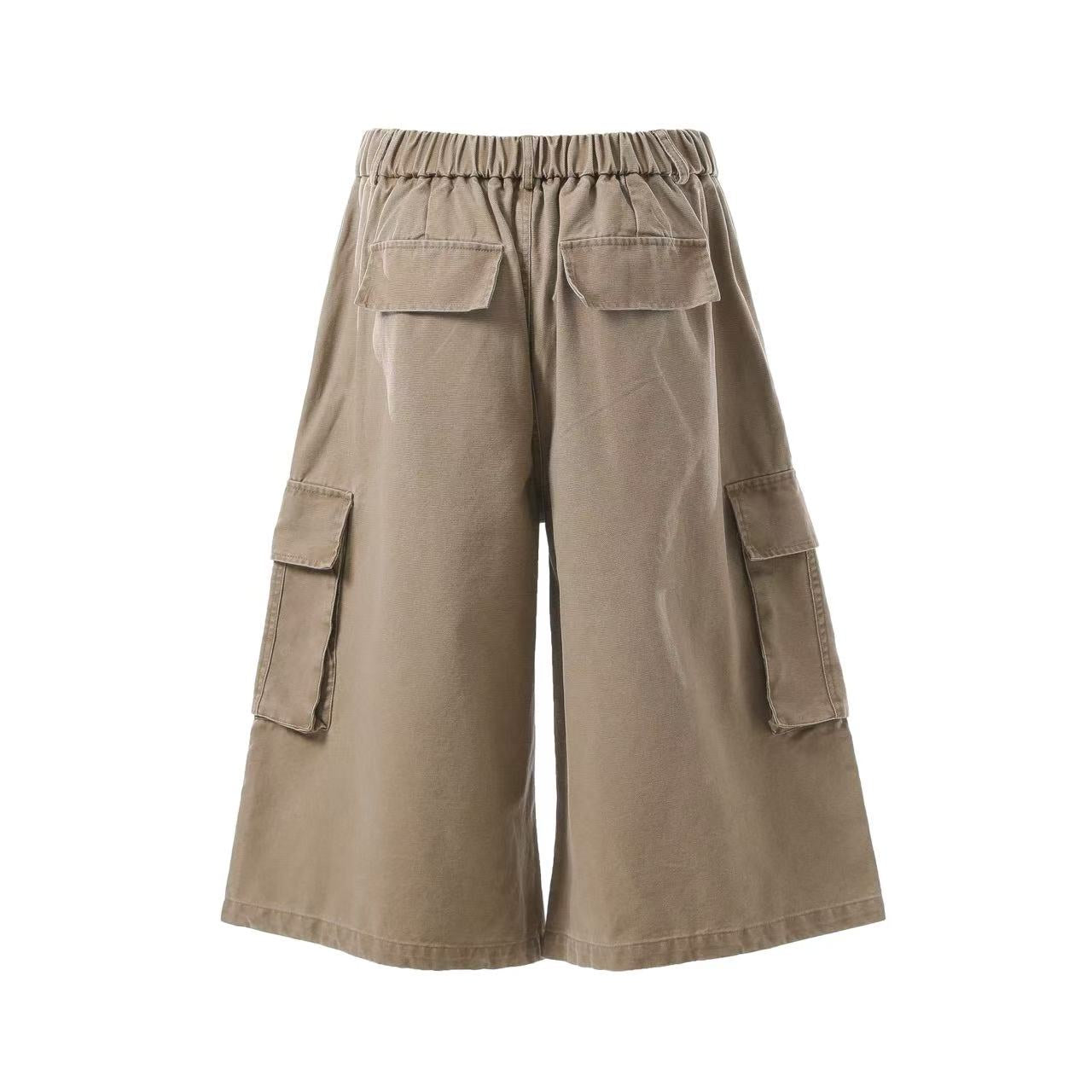 Wide-Leg Knee-Length Cargo Shorts