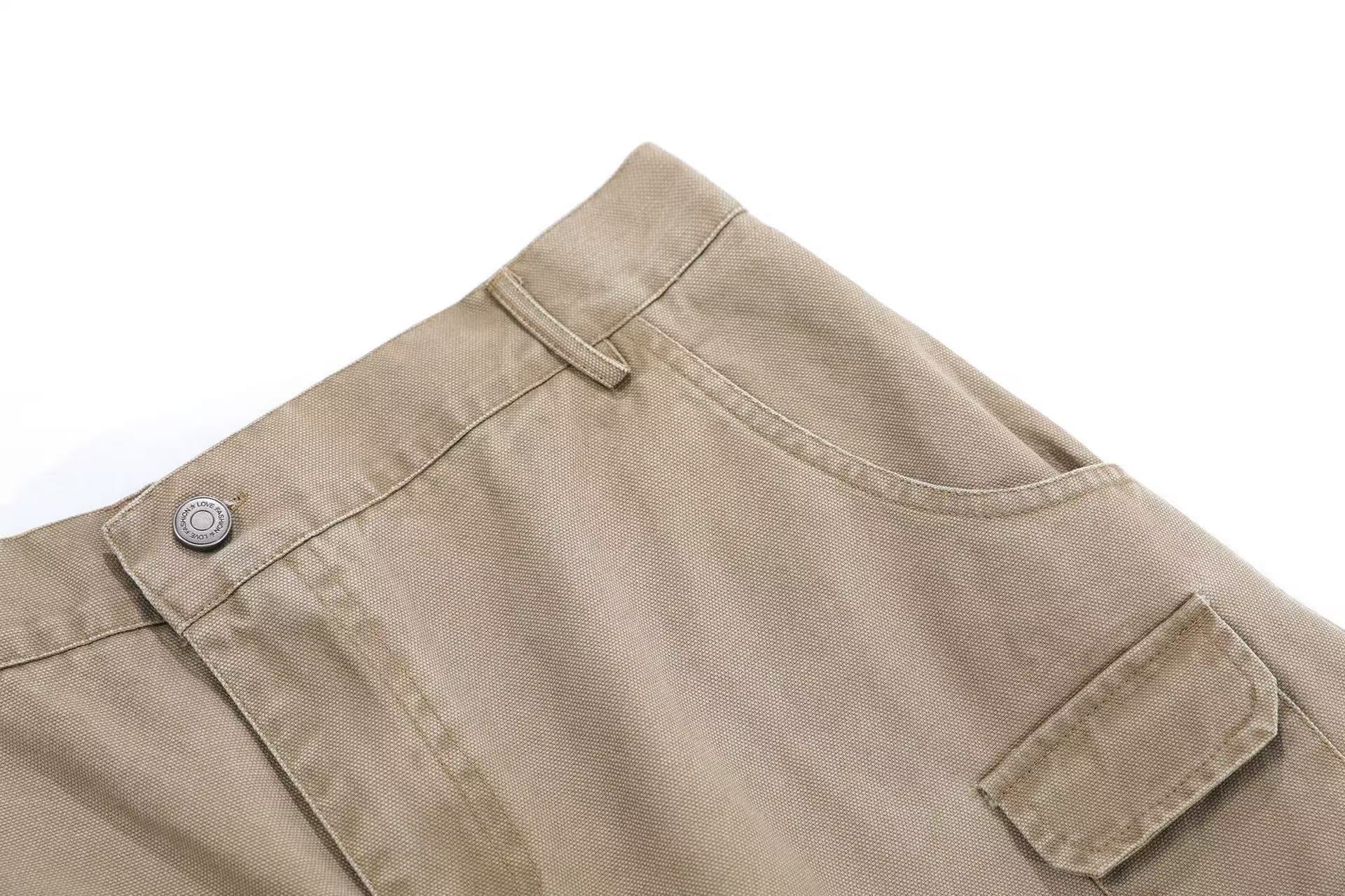 Wide-Leg Knee-Length Cargo Shorts