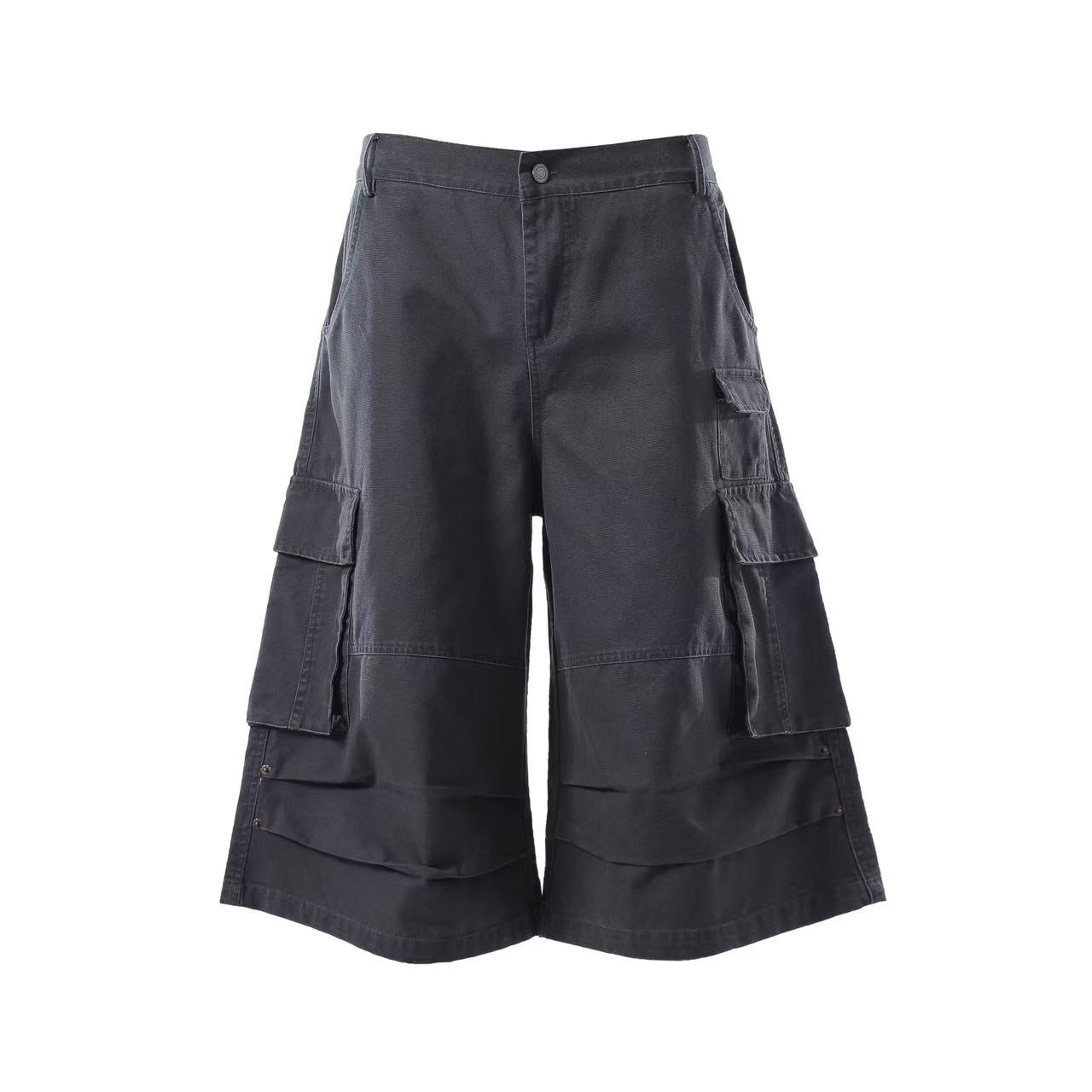 Wide-Leg Knee-Length Cargo Shorts
