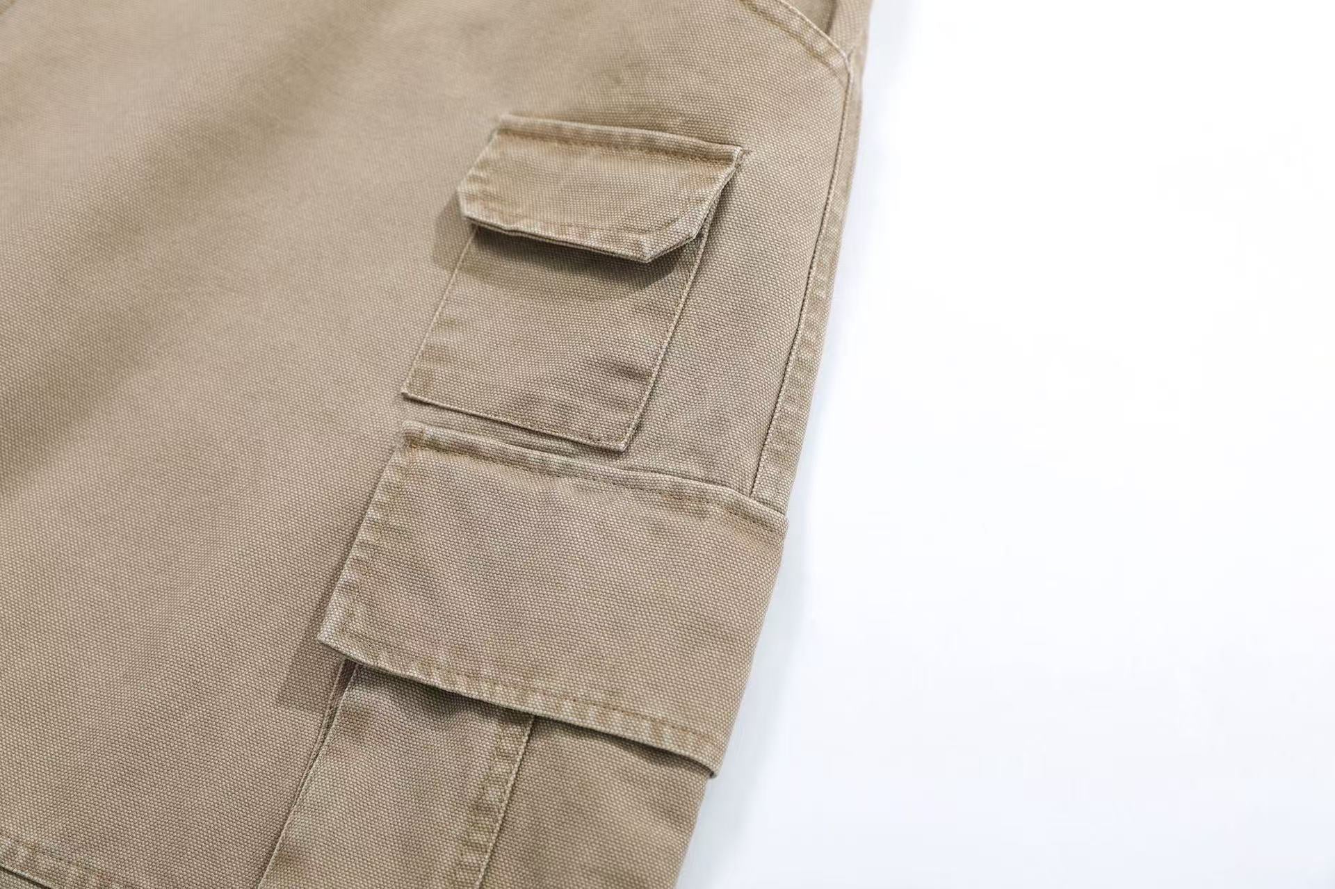 Wide-Leg Knee-Length Cargo Shorts