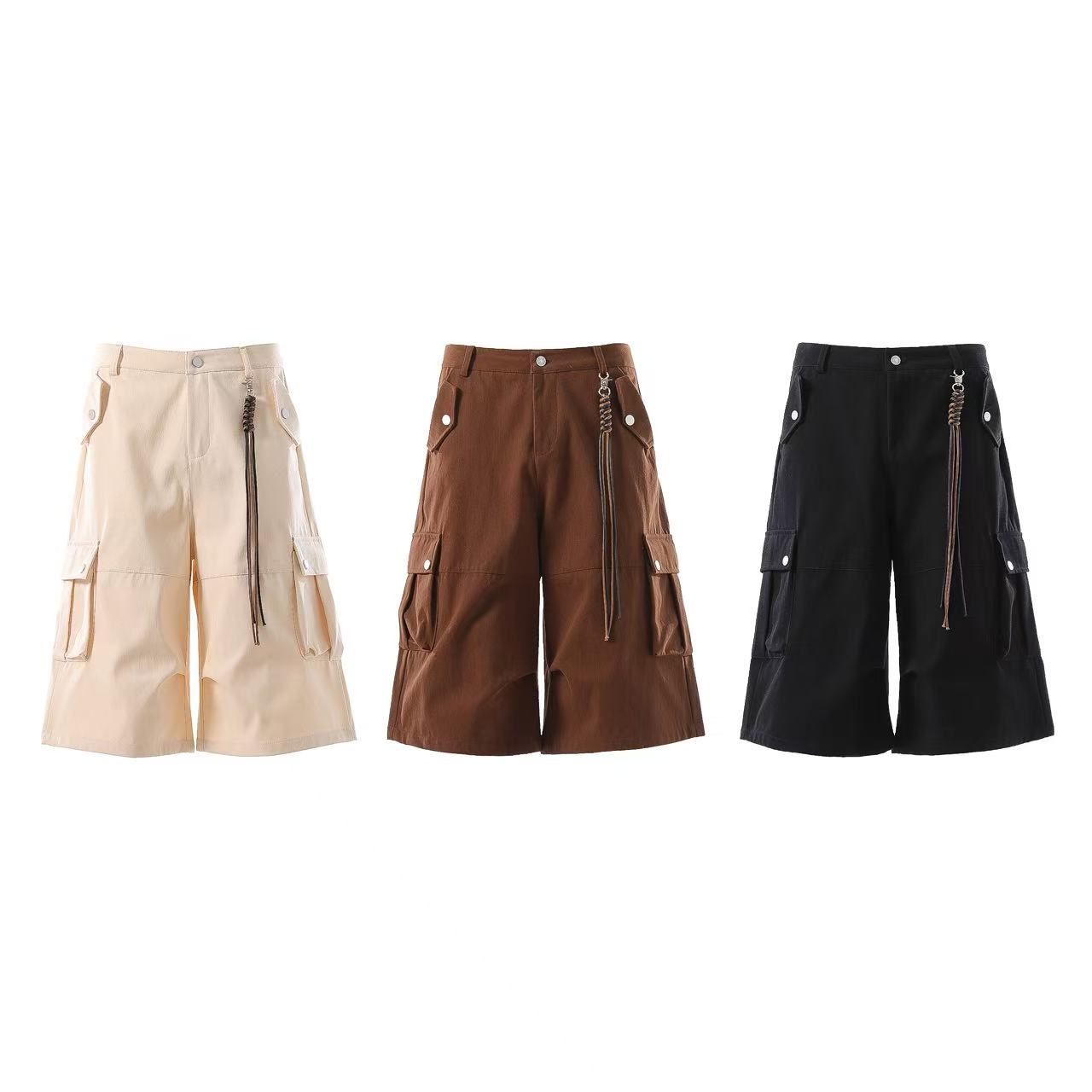 Wide-Leg Knee-Length Cargo Shorts