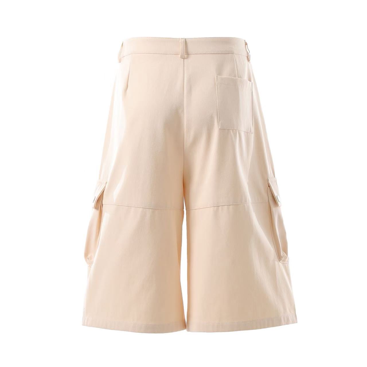 Wide-Leg Knee-Length Cargo Shorts