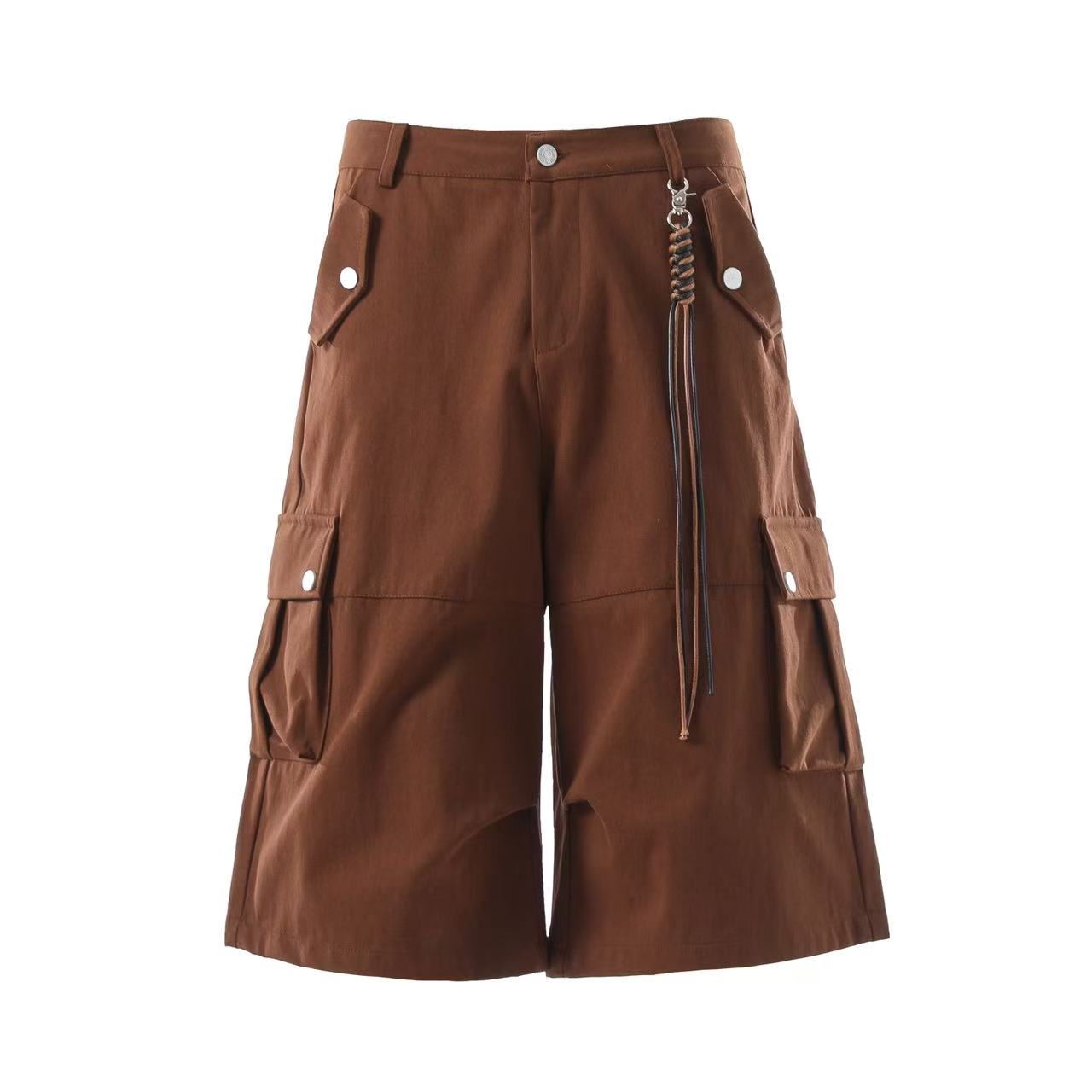 Wide-Leg Knee-Length Cargo Shorts