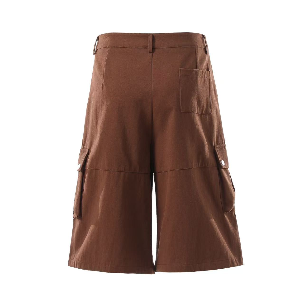 Wide-Leg Knee-Length Cargo Shorts