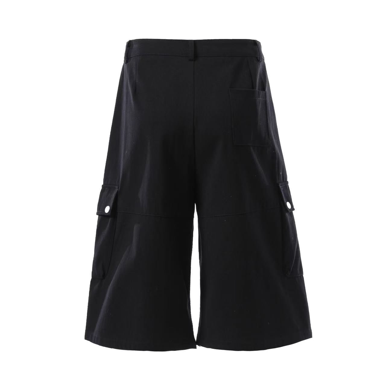 Wide-Leg Knee-Length Cargo Shorts
