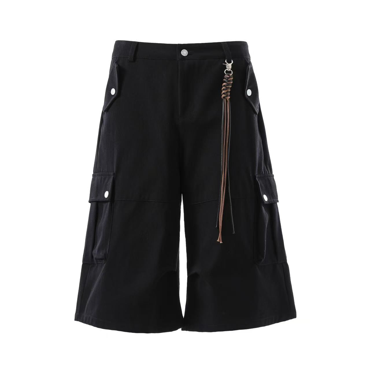 Wide-Leg Knee-Length Cargo Shorts