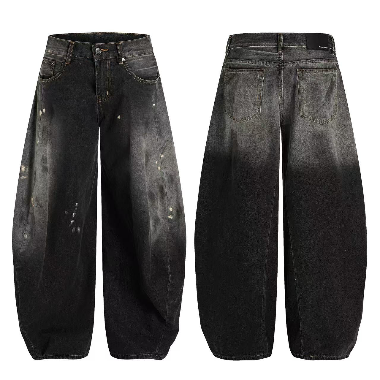 Distressed Wide-Leg Jeans
