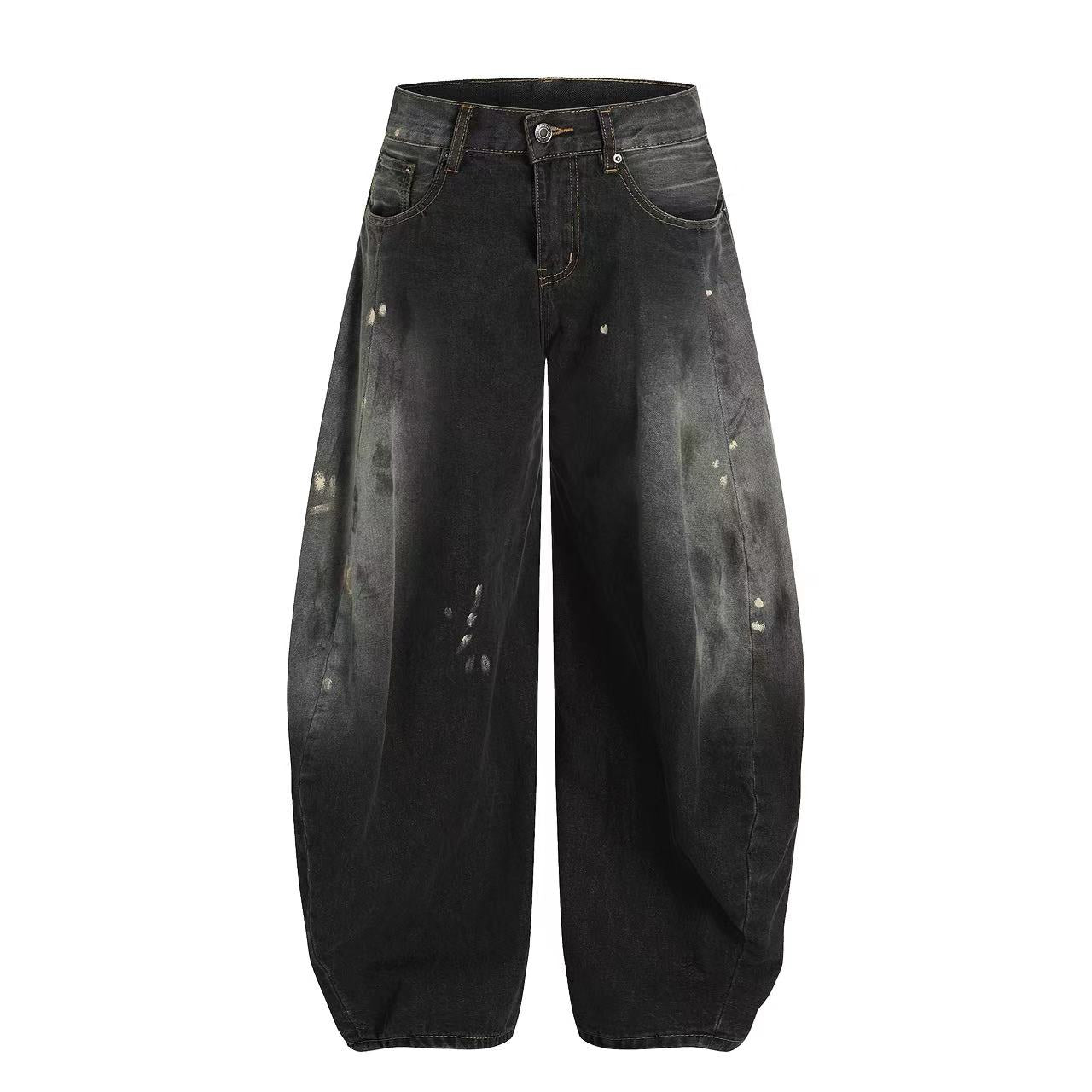 Distressed Wide-Leg Jeans