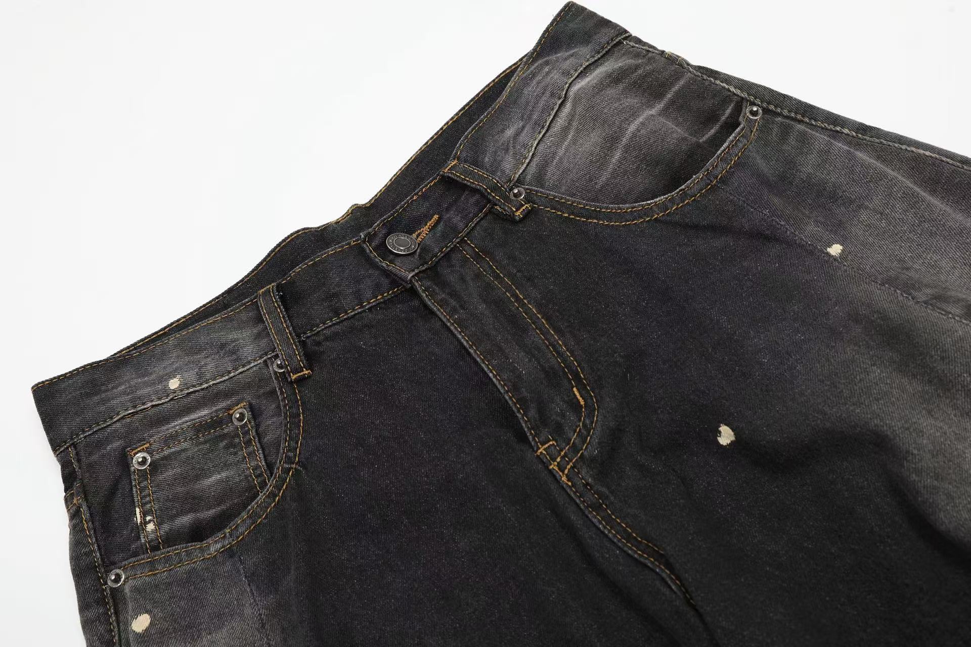 Distressed Wide-Leg Jeans