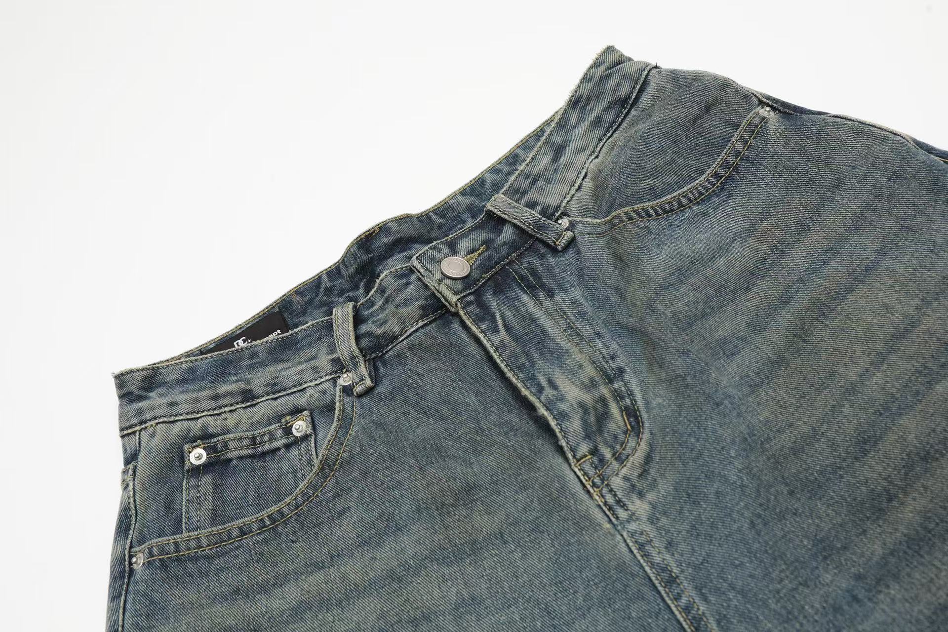 Distressed Camo Denim Knee-Length Shorts