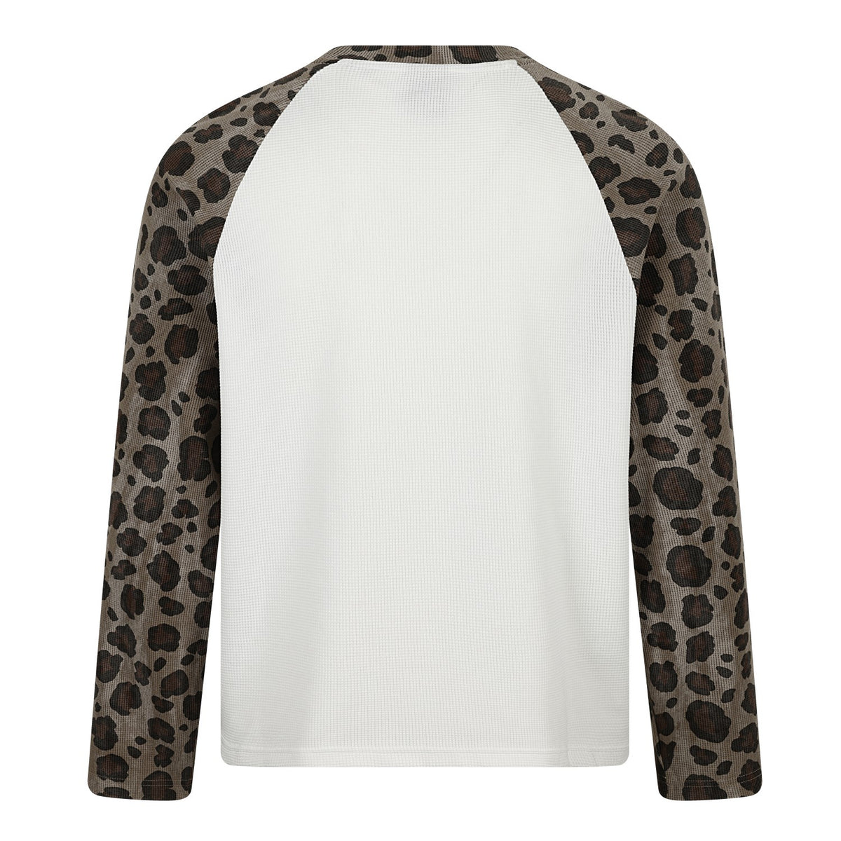 Cross Star Print Leopard Raglan Waffle Long Sleeve