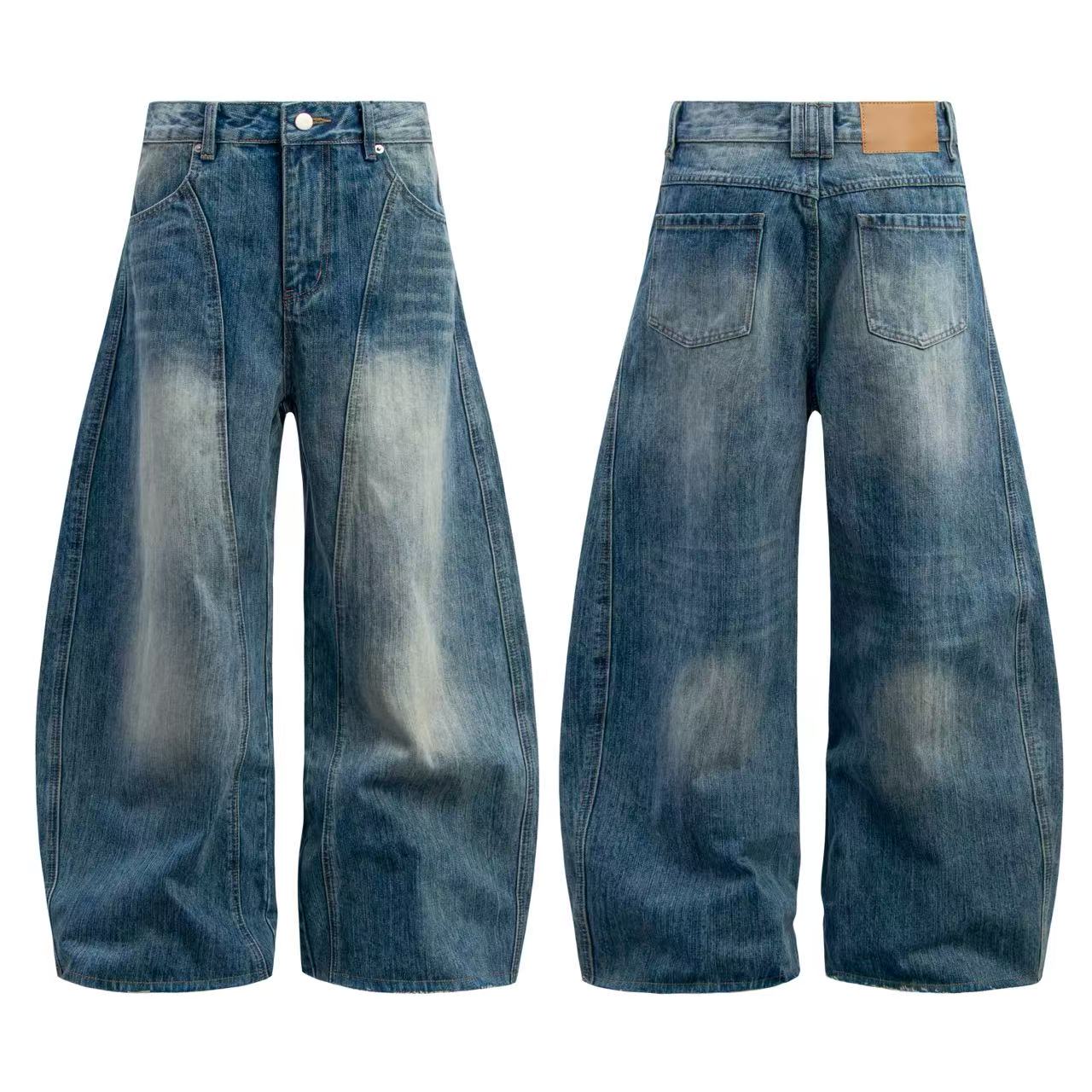 Washed Wide-Leg Baggy Jeans