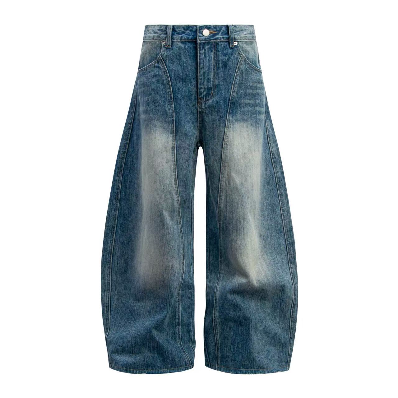 Washed Wide-Leg Baggy Jeans