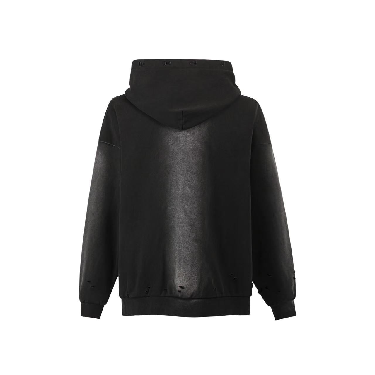 Street Style Washed Zip-Up Hoodie