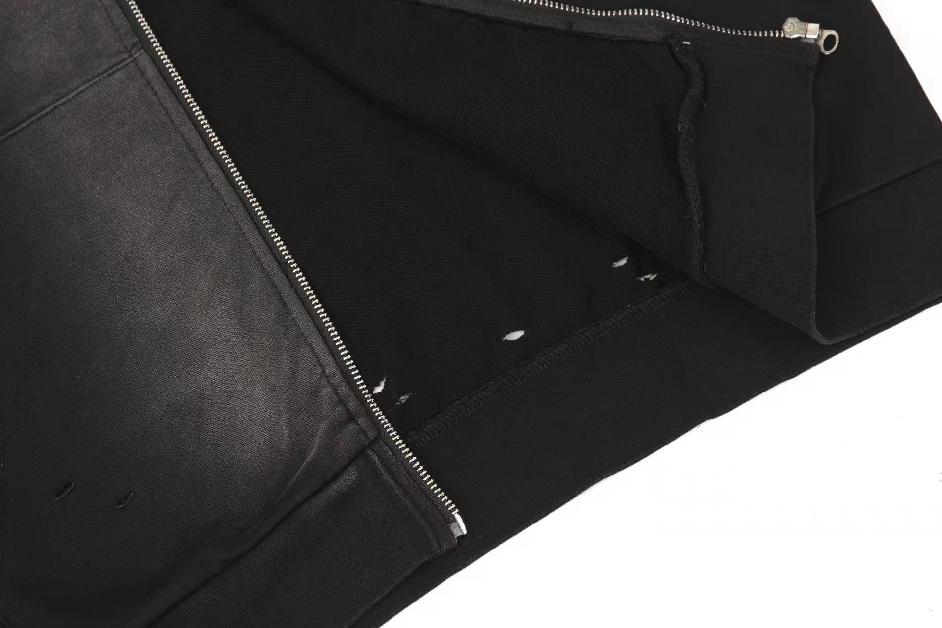Street Style Washed Zip-Up Hoodie