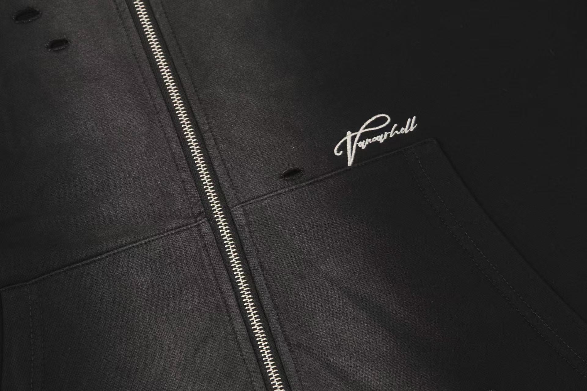 Street Style Washed Zip-Up Hoodie