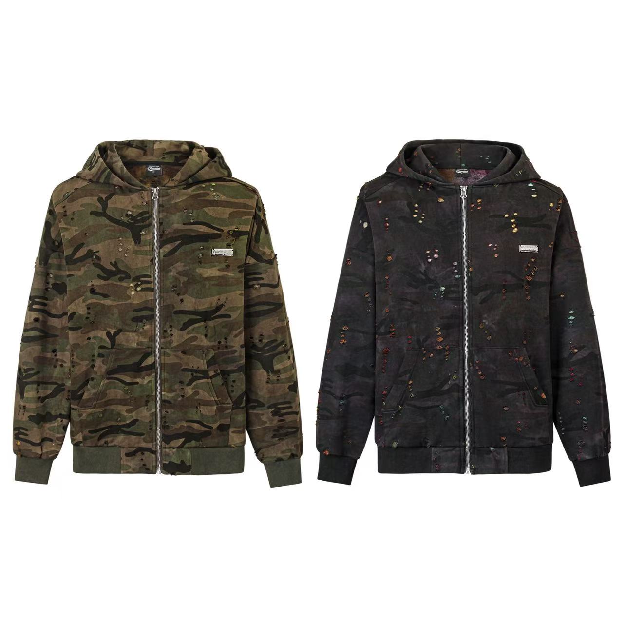 Street Style Camo Zip-Up Hoodie