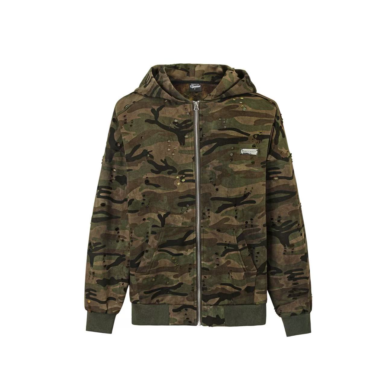 Street Style Camo Zip-Up Hoodie