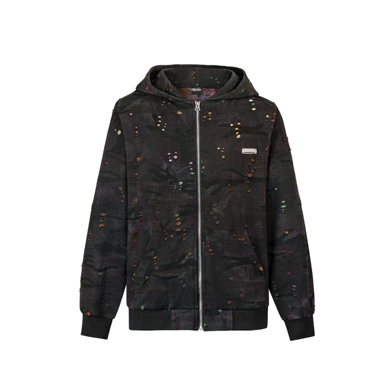 Street Style Camo Zip-Up Hoodie