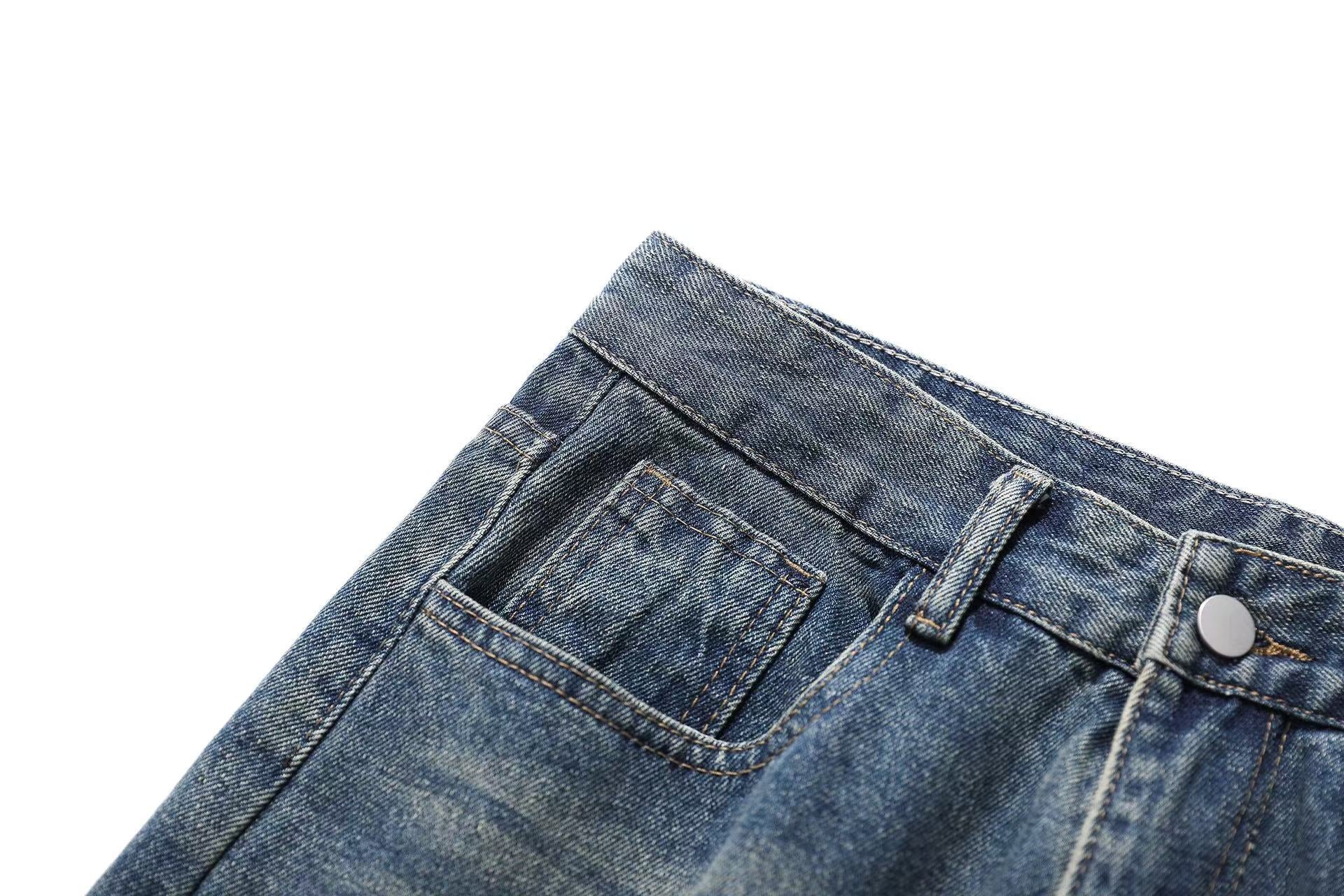 Washed Straight-Leg Jeans