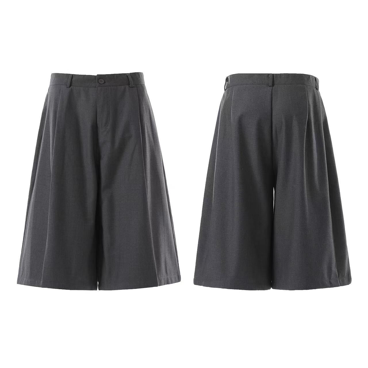 Wide-Leg Knee-Length Slacks Shorts