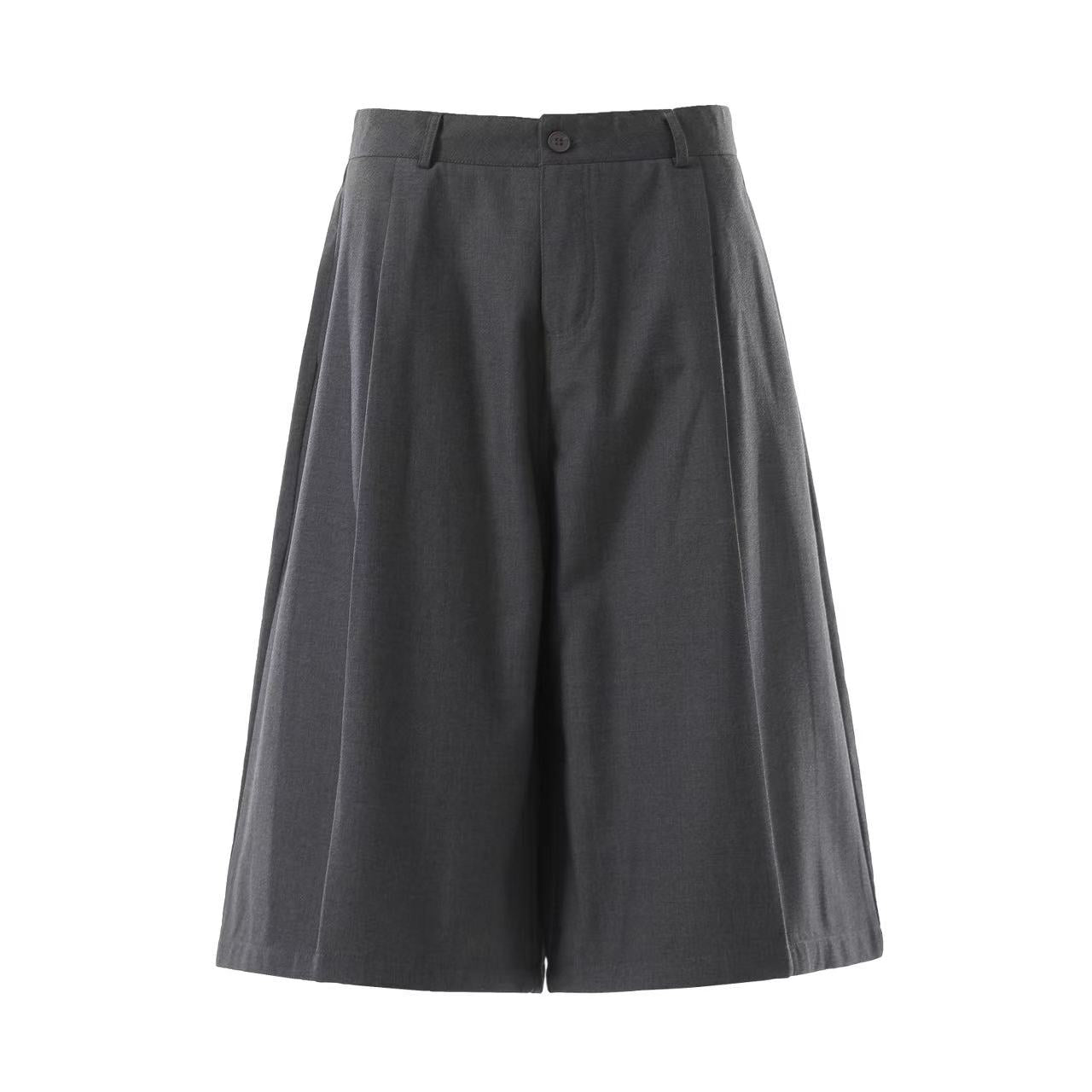 Wide-Leg Knee-Length Slacks Shorts
