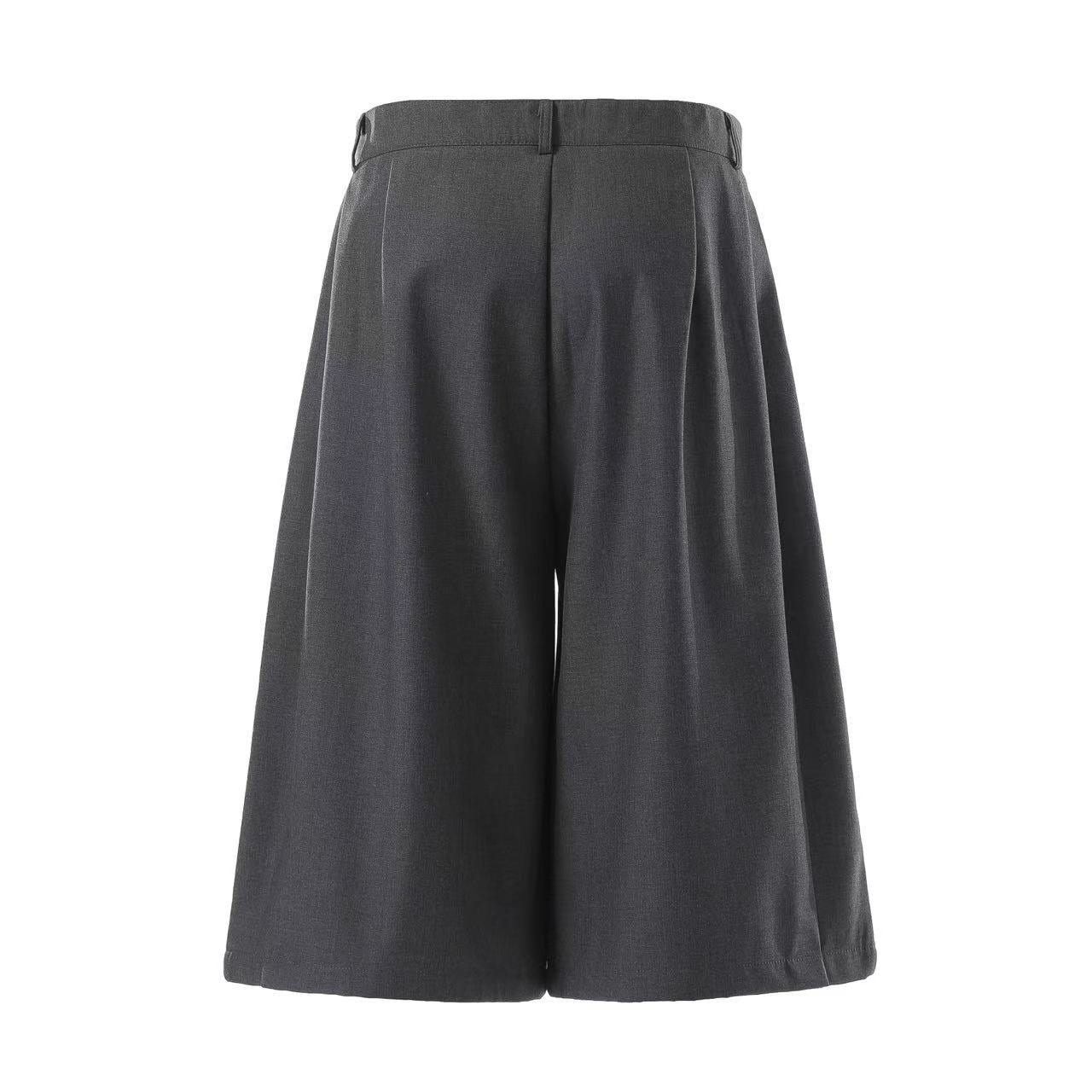 Wide-Leg Knee-Length Slacks Shorts