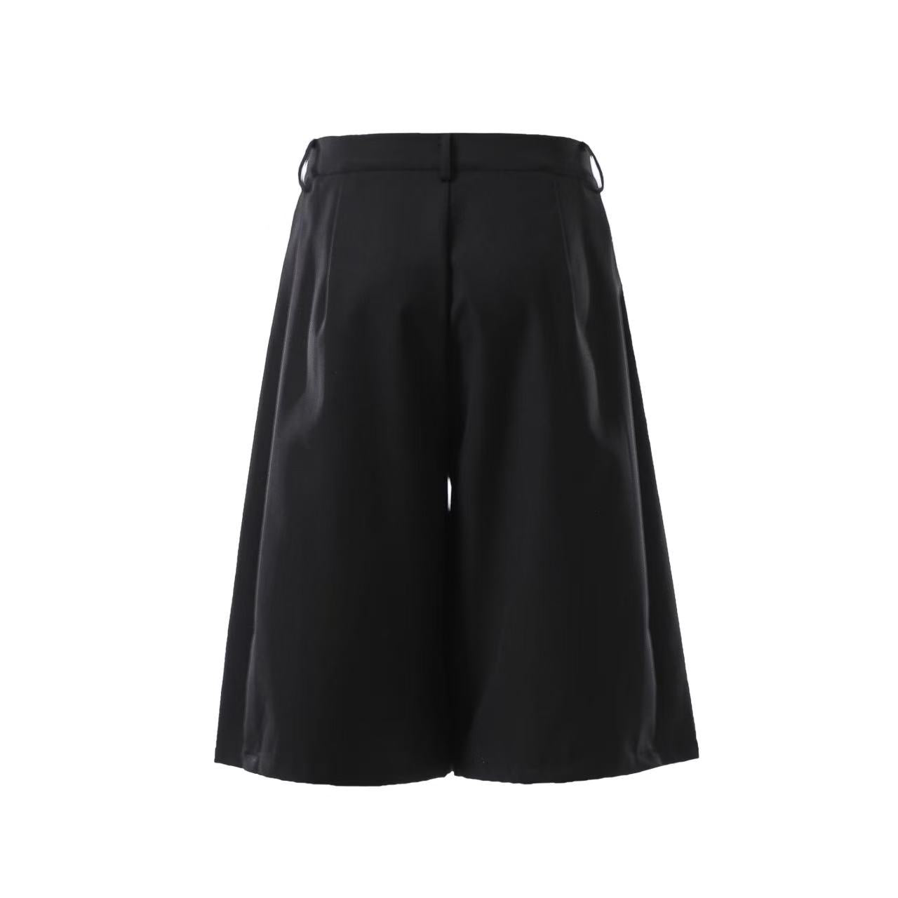 Wide-Leg Knee-Length Slacks Shorts