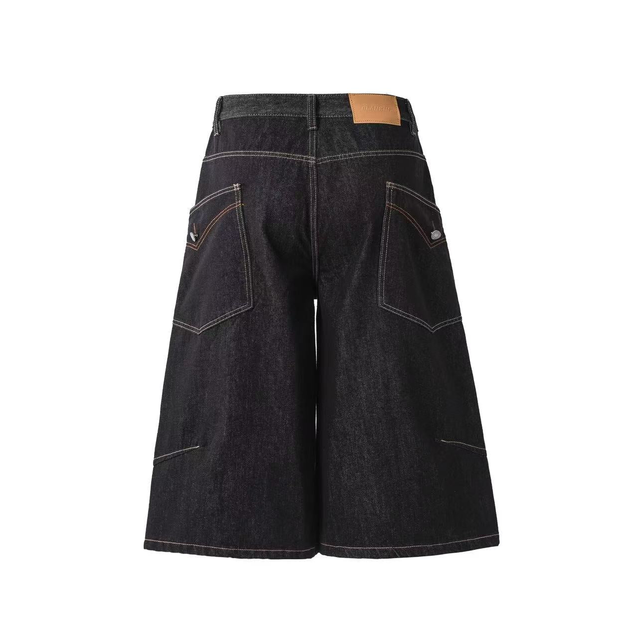 Distressed Denim Knee-Length Shorts