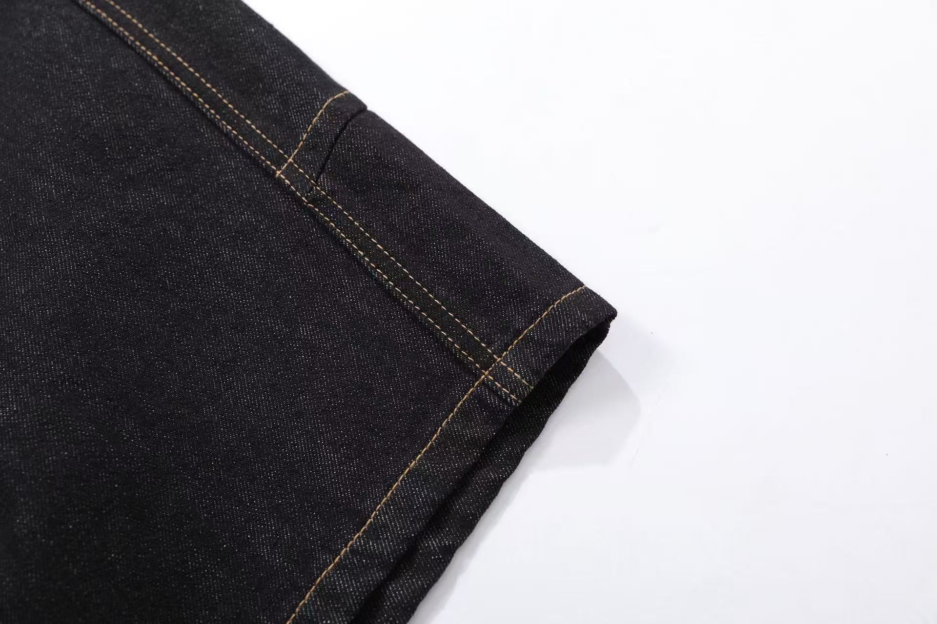 Distressed Denim Knee-Length Shorts