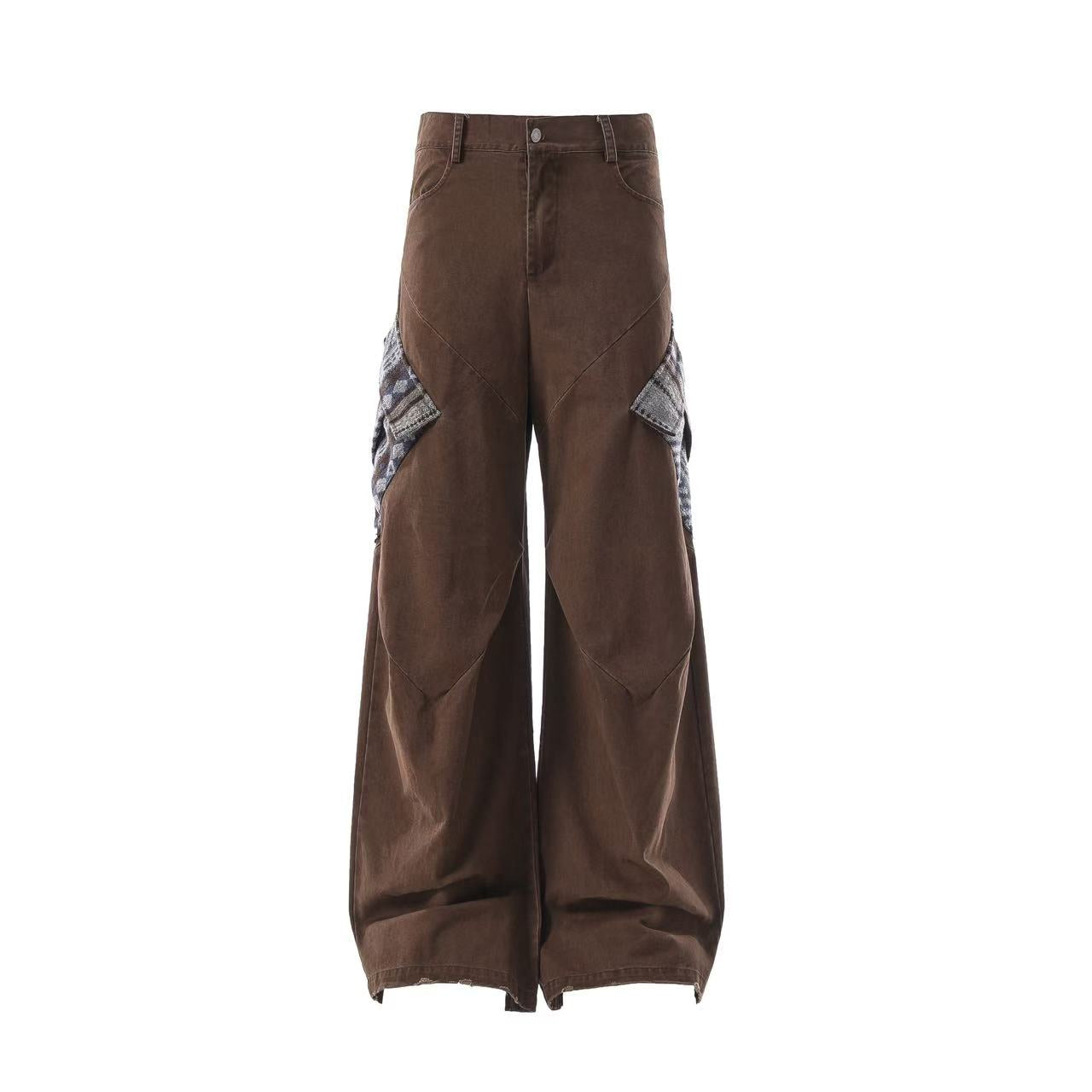 Lightweight Distressed Wide-Leg Cargo Pants
