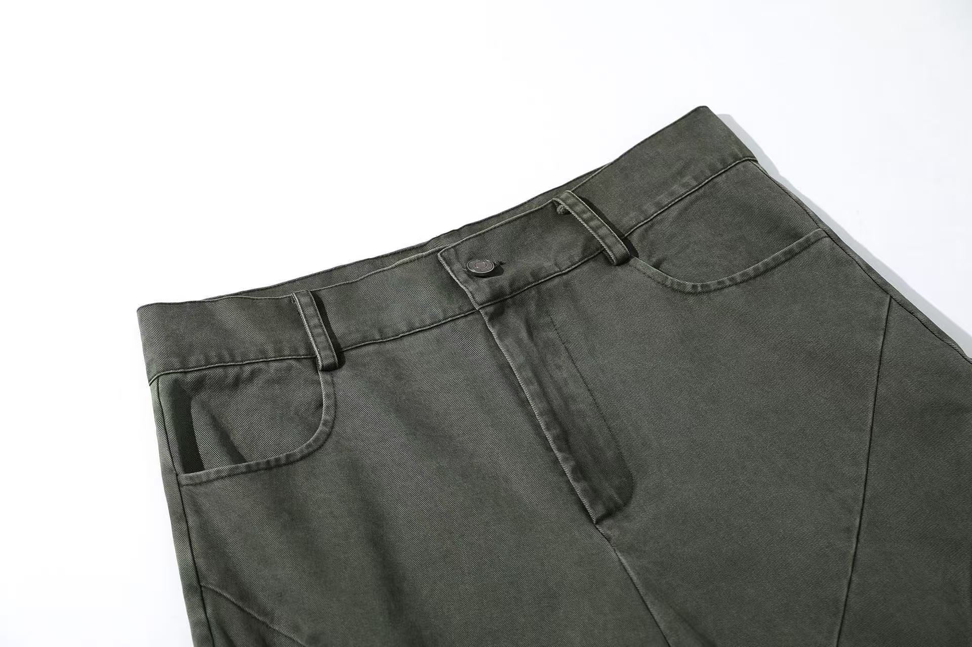Lightweight Distressed Wide-Leg Cargo Pants